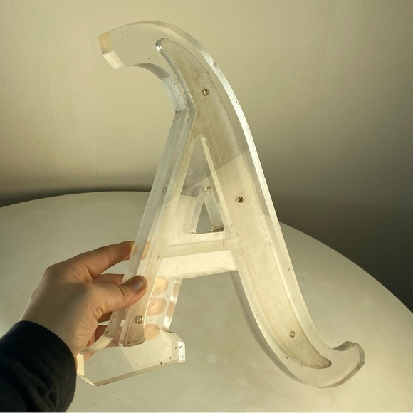 15" Vintage Reclaimed Salvage Sign Letter "A" Initial Clear Acrylic Plastic - Picture 9 of 11
